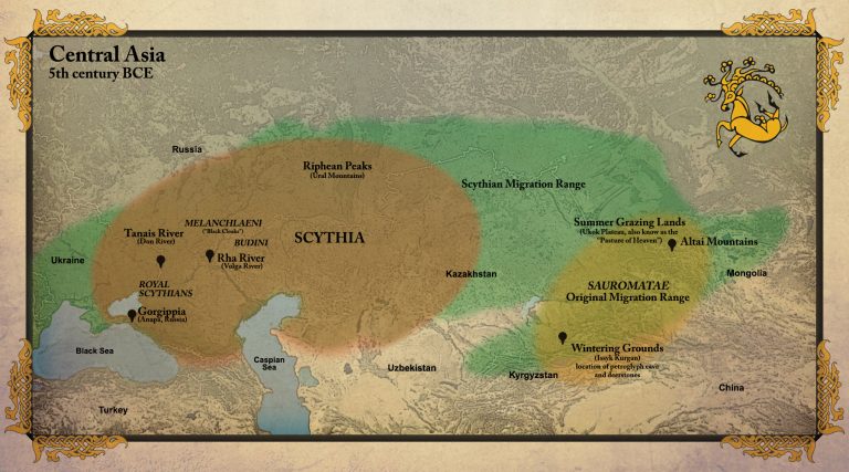 AKMARAL - MAP of Central Asia 5th century BCE